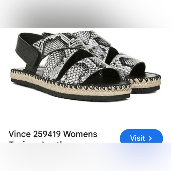 Vince Tenison Sahara, sz 7.5, leather snake print espadrille, dust bags! - Picture 4 of 7